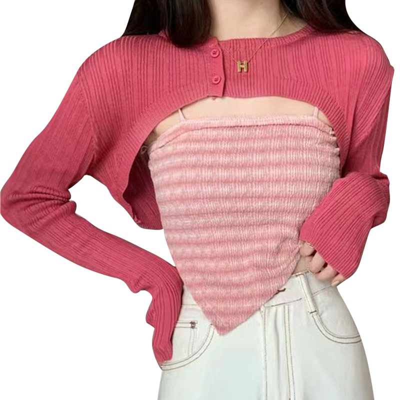 Áo Croptop Dệt Kim Hai Dây In Họa Tiết Thời Trang Mùa Hè Cho Nữ