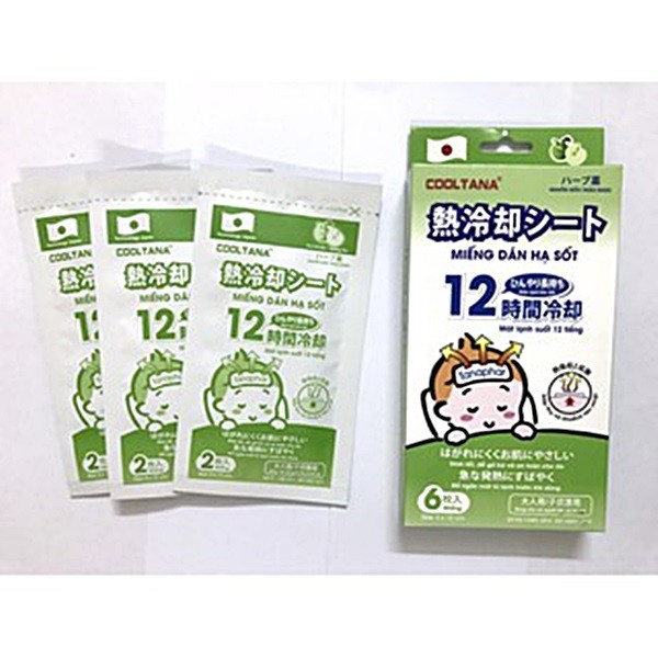 Miếng dán hạ sốt hạ nhiệt làm mát giảm đau đầu cho bé hiệu quả trong 12h - Hộp 6 miếng Cooltana Tanaphar [HiBaby+]