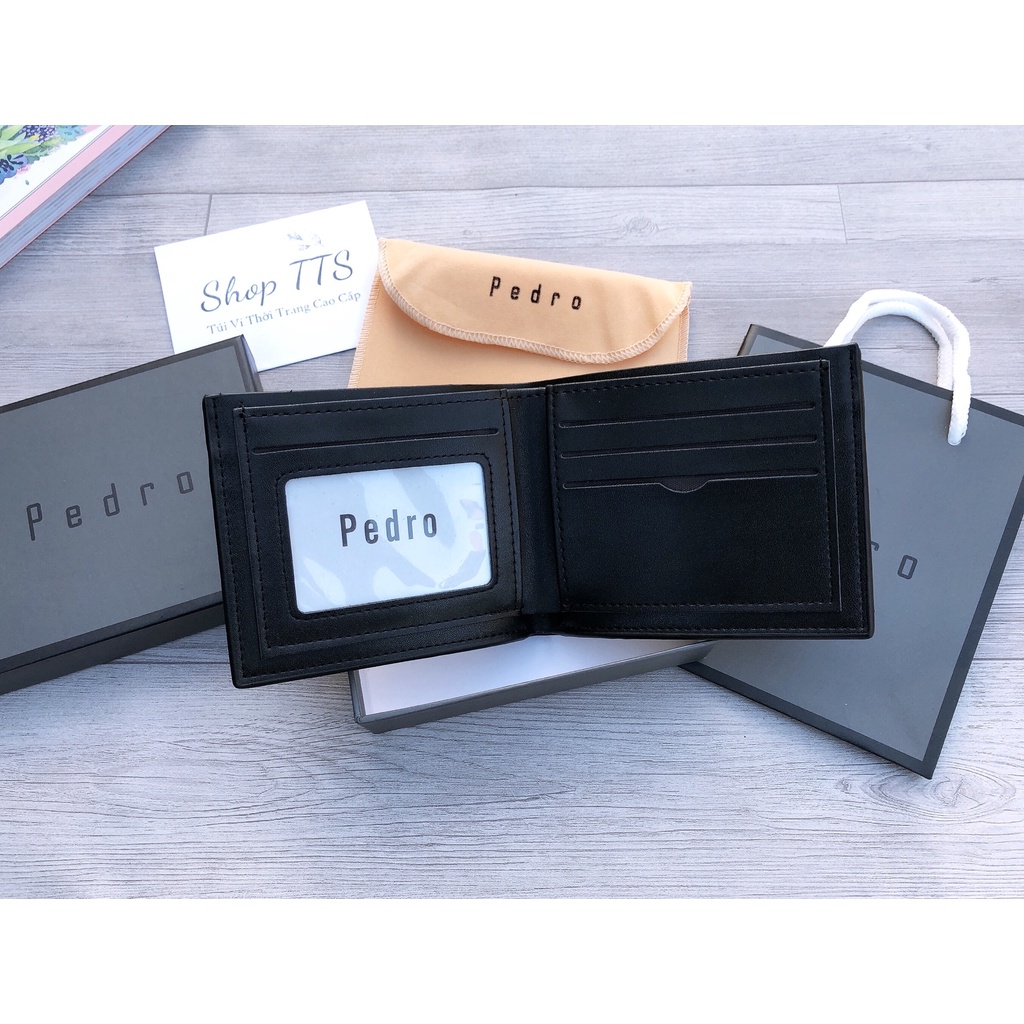 Ví/Bóp Da Nam Pedro Trơn Full Hộp Kèm Túi Xách Giấy Hãng