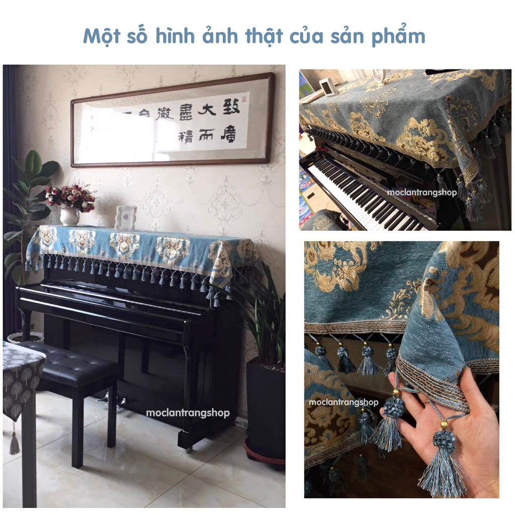 Khăn phủ đàn piano gấm nhung thêu hoa họa tiết châu Âu sang trọng, tấm che phủ đàn piano cơ điện chống bụi thời trang