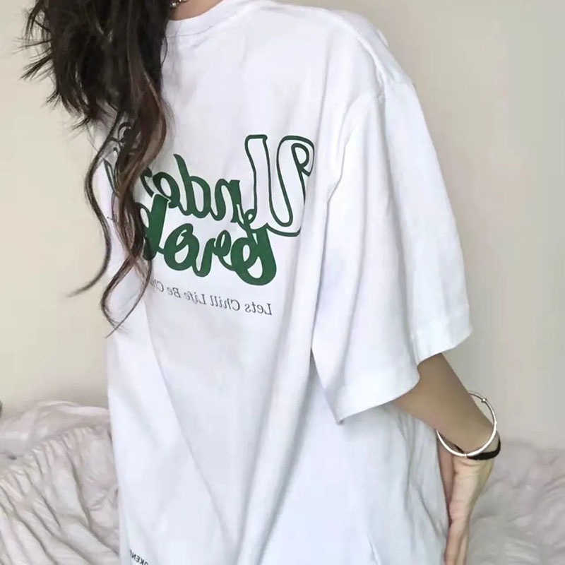 Áo thun IELGY tay ngắn in chữ thời trang năng động cho nữ