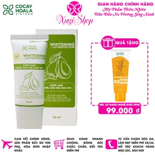 Kem chống nắng kiểm soát dầu, nâng tông da Bơ Nghệ Cocayhoala, chống thấm nước, thay thế kem nền, dưỡng da 30ml