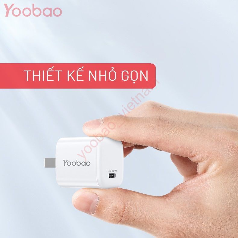Củ Sạc Nhanh Cổng Type-C PD 20W Cho iPhone/Samsung/Xiaomi/OPPO/Vivo - YOOBAO RY-U62
