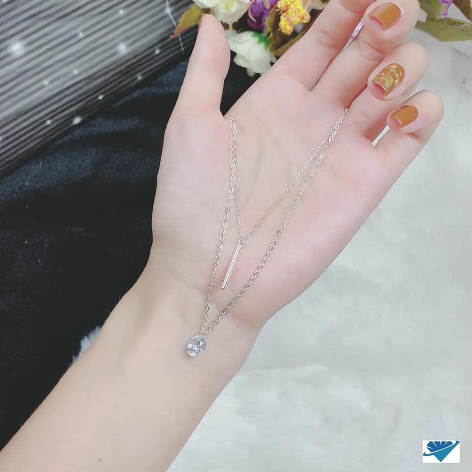 Dây chuyền nữ đẹp mẫu mới 2 tầng trẻ trung sang trọng chất liệu bạc ta sáng đẹp/ Trang sức bạc JQN uy tín, chất lượng