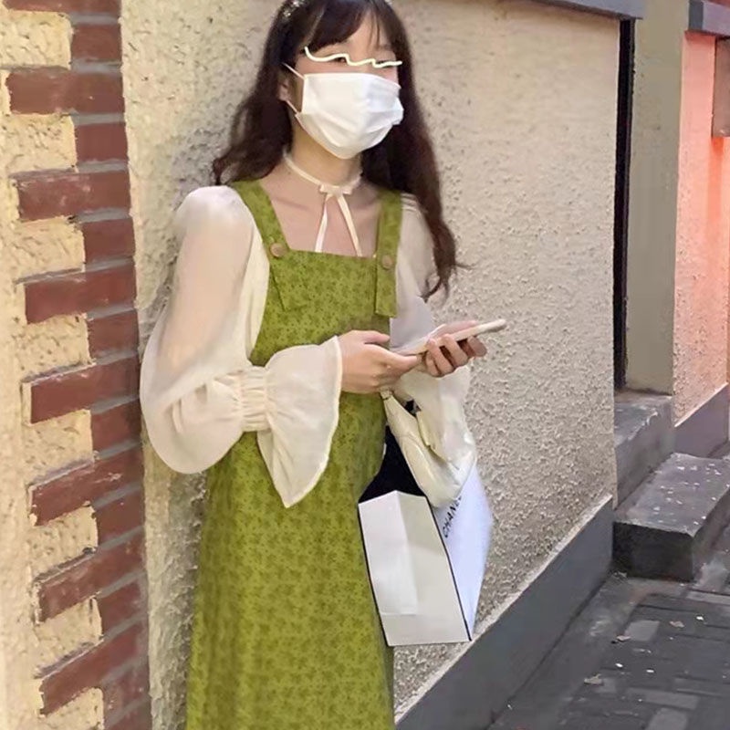 Đầm Dài Hai Dây Cổ Vuông Thời Trang Hàn Quốc Dành Cho Nữ