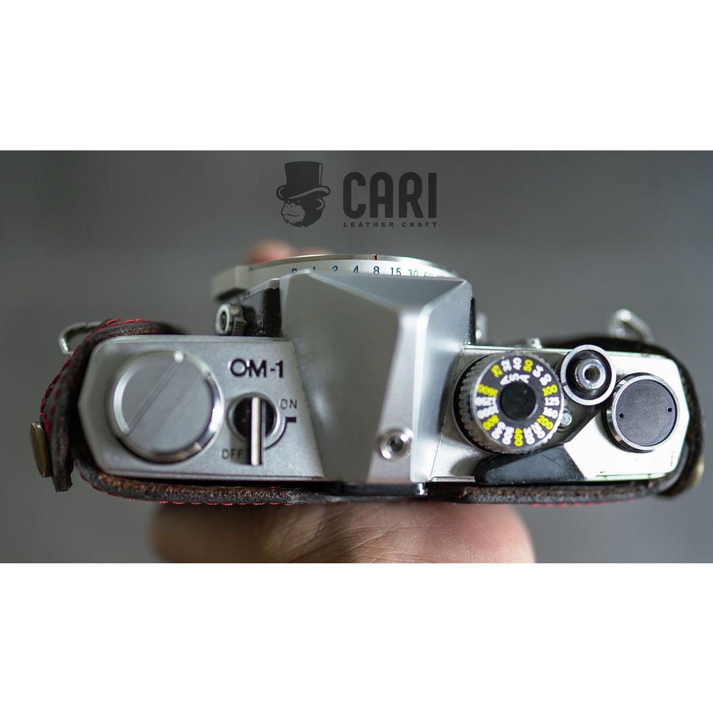 Bao da Halfcase máy ảnh film Olympus OM-1 OM-2 handmade từ da bò thật | Half case máy ảnh film Olympus