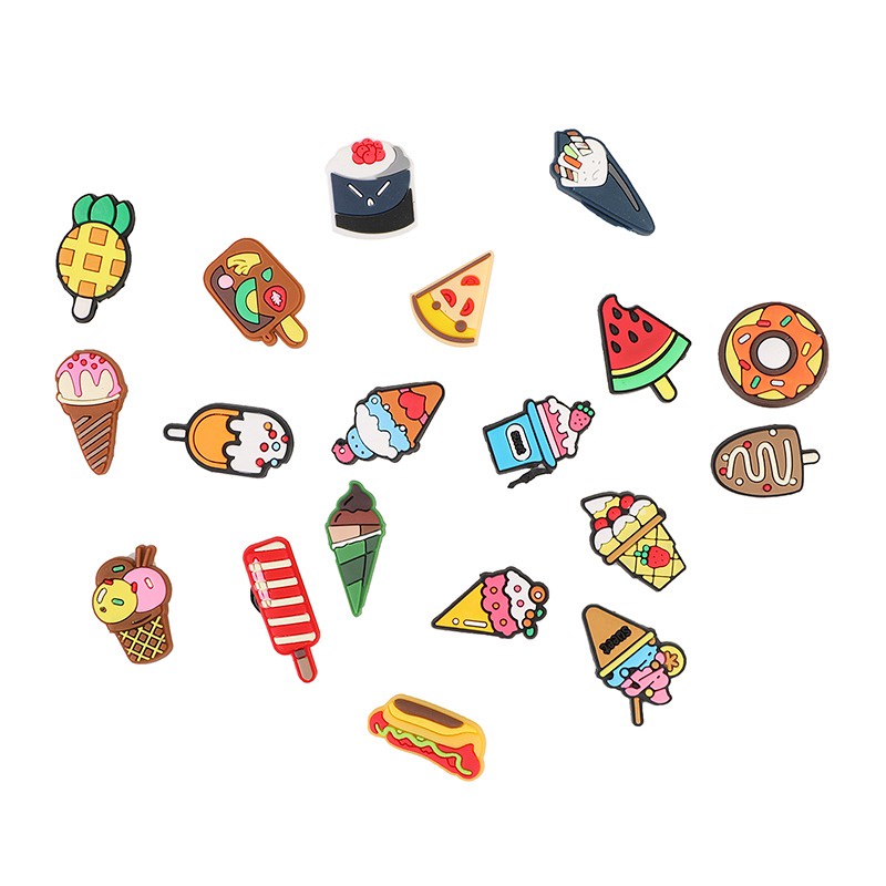 Dễ Thương Ghim Trang Trí Giày Hình Thức Ăn / hamburger / croc / Trái Dừa Đáng Yêu Cho Nữ charms