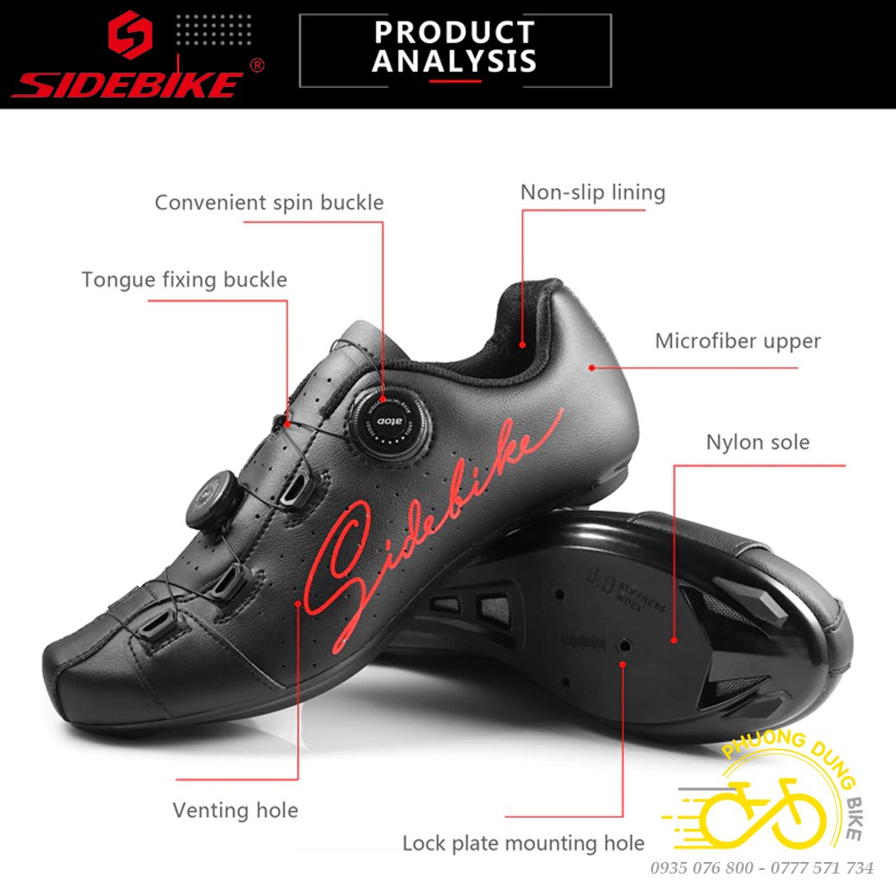 Giày can đi xe đạp thể thao Road SIDEBIKE SD-019 - 2 Khóa Vặn