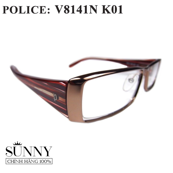 Gọng kính thời trang chính hãng nhiều màu Police V8141N K01, thiết kế dễ đeo bảo vệ mắt