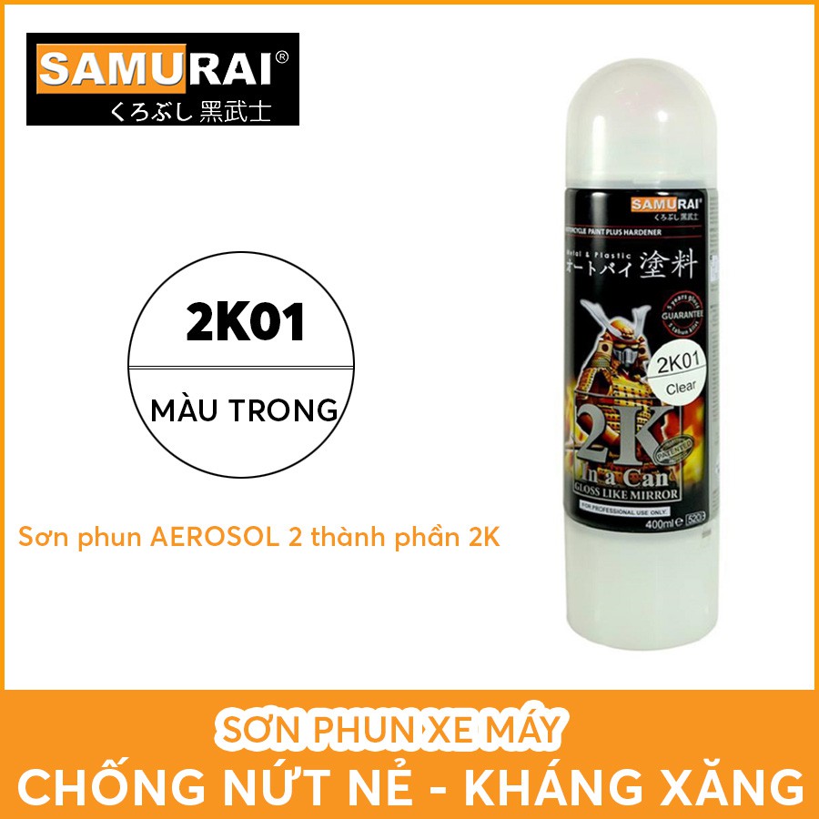Chai sơn xịt Samurai phủ bóng trong 2K01