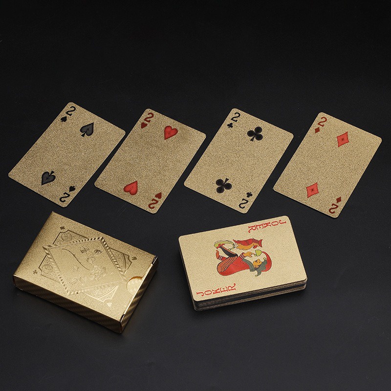 Bộ bài tây nhựa cứng cute mini đẹp mạ vàng , tú lơ khơ hình 100 euro mang nhiều tài lộc,may mắn