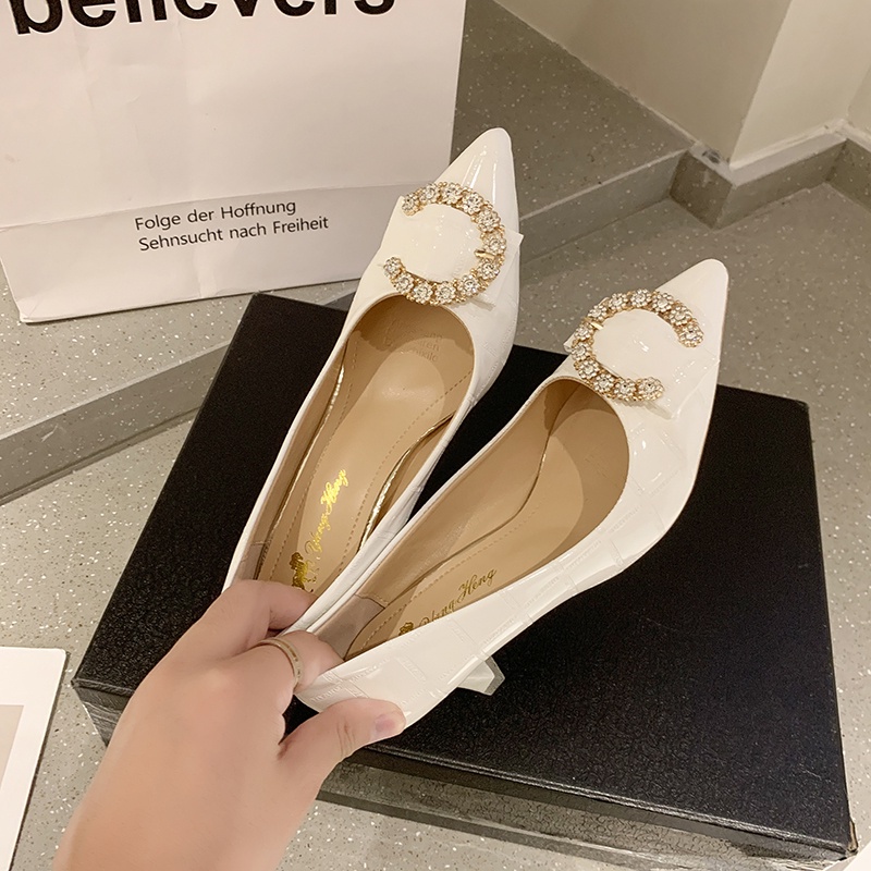 Giày cao gót da lộn mũi nhọn phong cách phương tây cho nữ