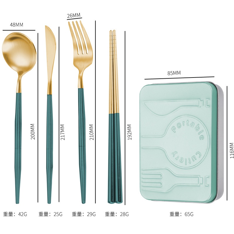 Bộ Dụng Cụ Ăn Bằng Thép Không Gỉ 304 Cao Cấp Tiện Lợi Dễ Sử Dụng