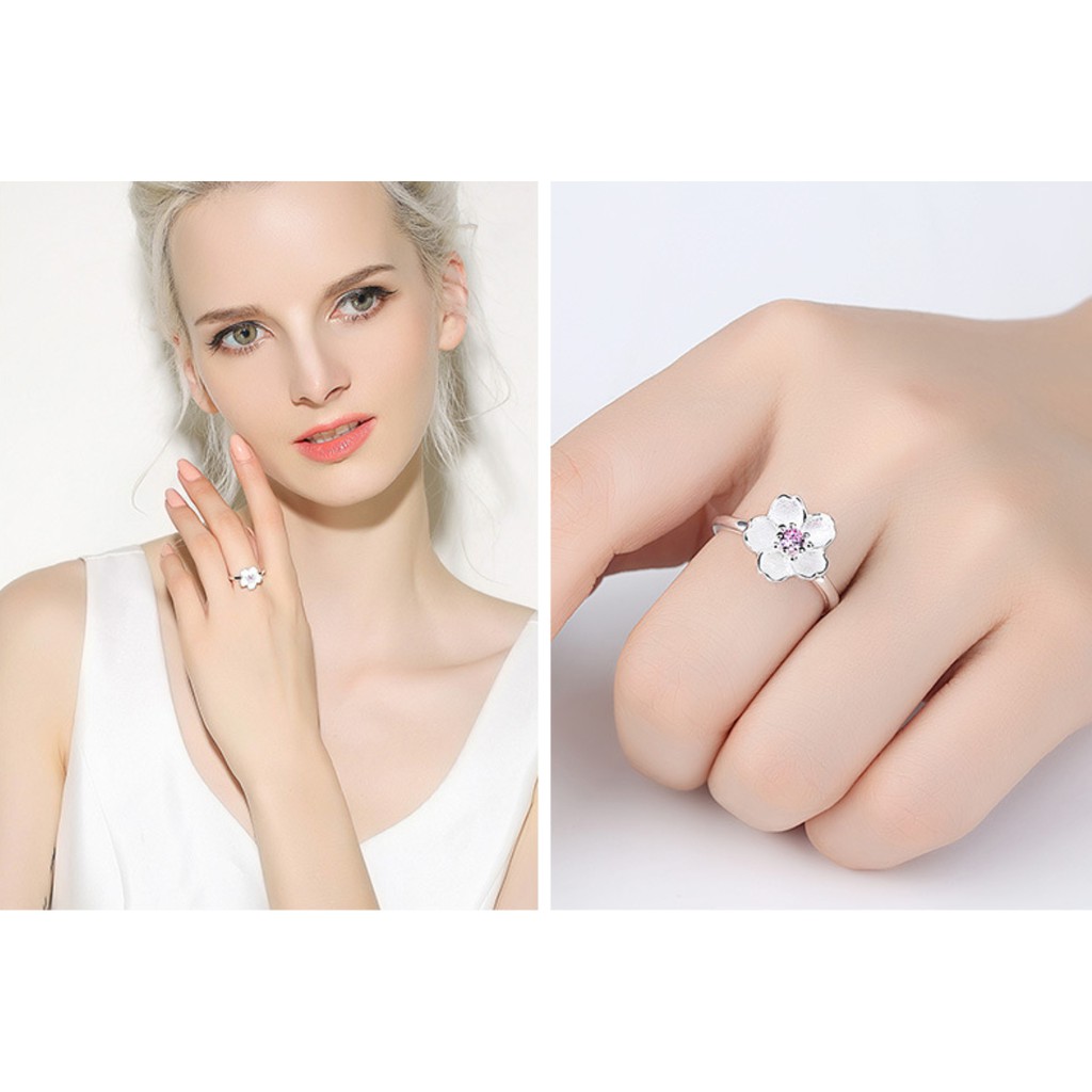 Nhẫn Bạc Nữ Hoa Anh Đào TNC Jewellery