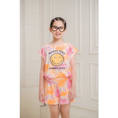 Đồ bộ bé gái thiết kế Jookyli dáng thun cộc tay, quần short hoạ tiết loang sắc màu, năng động 94G0769