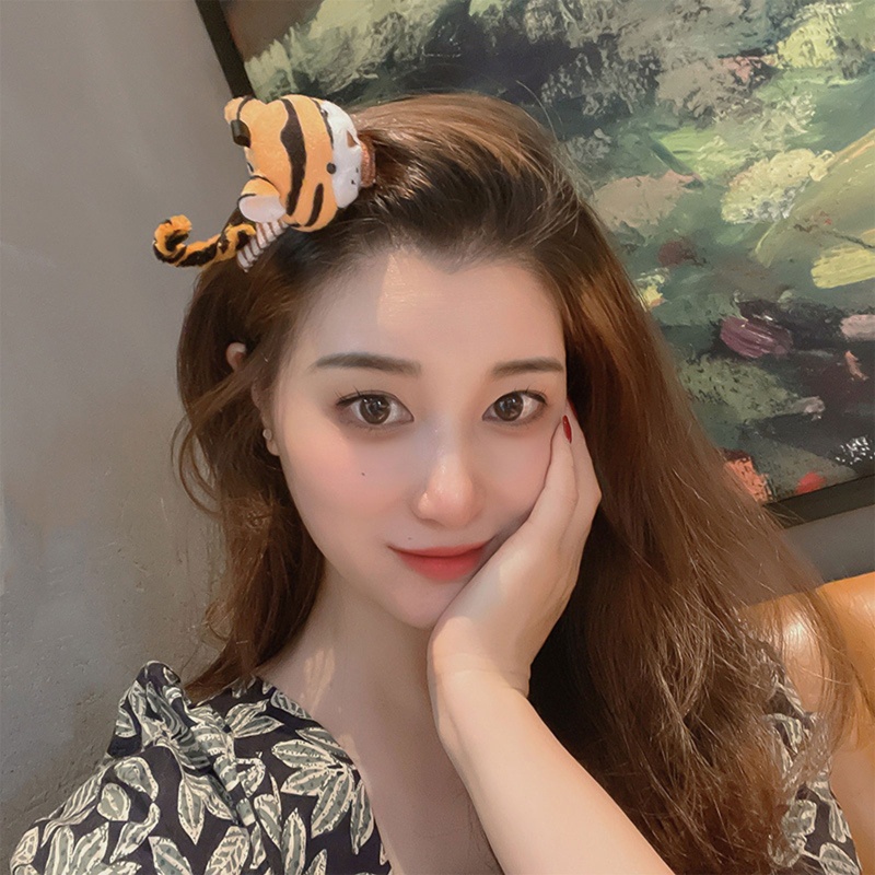 Kẹp Tóc Hình Hổ Hoạt Hình Chống Trượt Dùng Hóa Trang Halloween