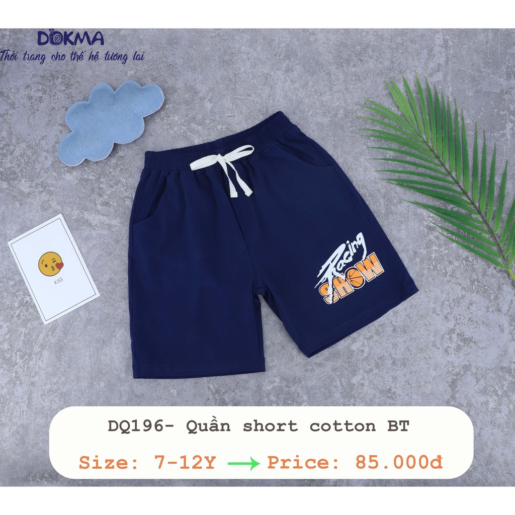 7-12Y Quần đùi, quần short cotton bé trai Dokma DQ196