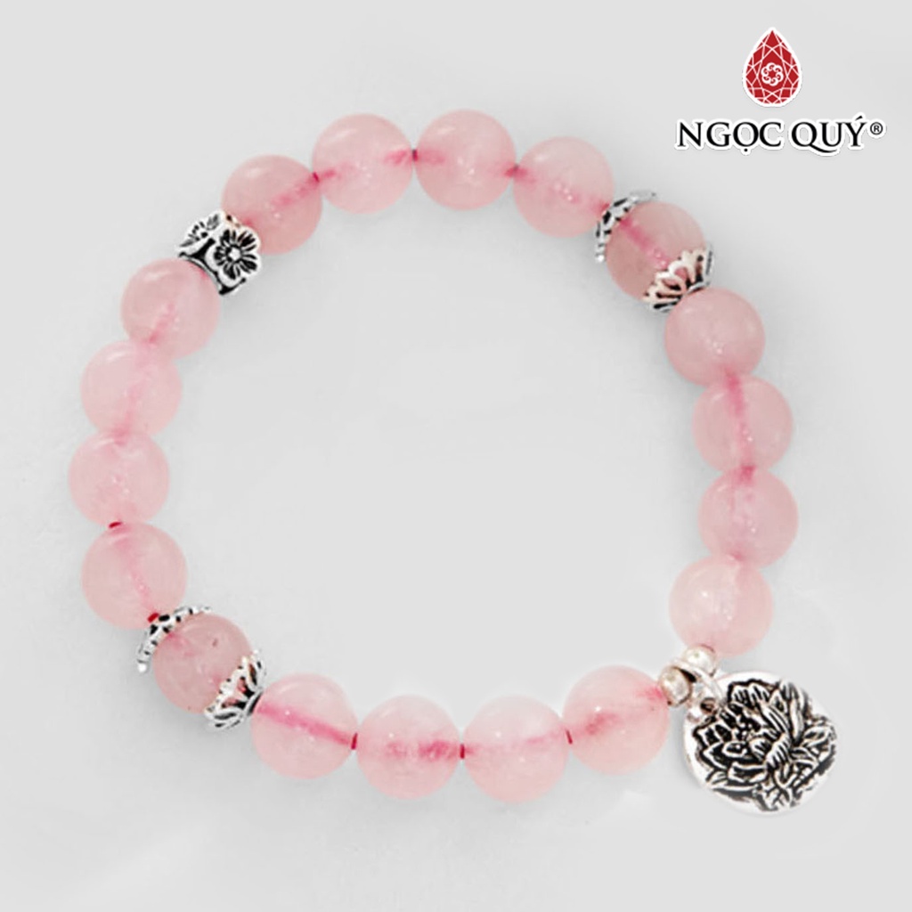 Vòng tay TA hồng charm hoa sen - Ngọc Quý