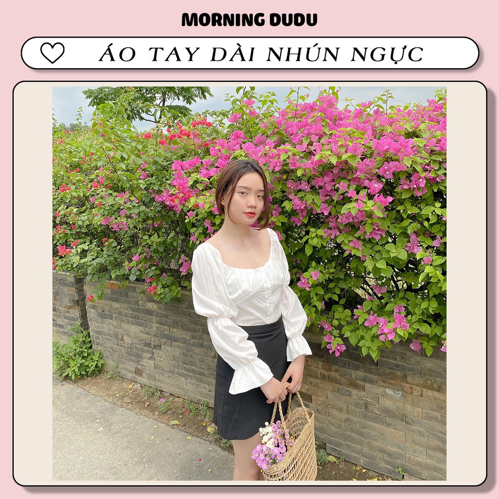 ÁO TRẮNG NHÚN NGỰC TAY XOÈ PHONG CÁCH [ HÌNH + CLIP THẬT TỰ CHỤP]