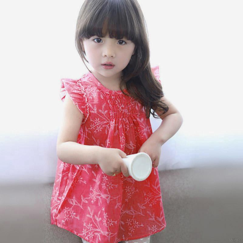 Đầm xòe họa tiết hoa lá xinh xắn cho bé gái