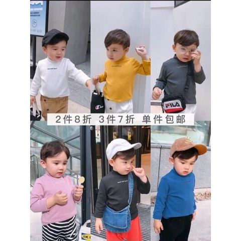 Áo thun tay dài cổ lọ 3cm cho bé trai gái 7-20kg - ảnh sản phẩm 5