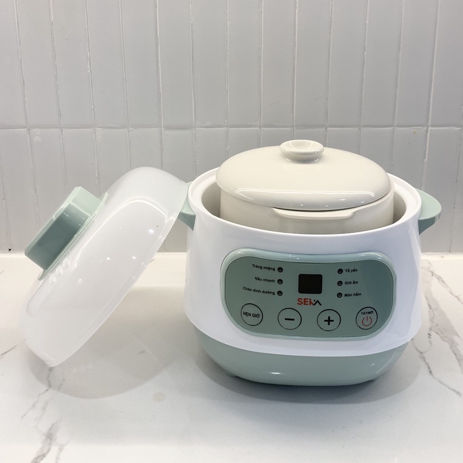 Nồi nấu cháo chậm SEKA 1L cho bé ăn dặm - Ninh hầm hấp cách thuỷ chưng yến đa năng
