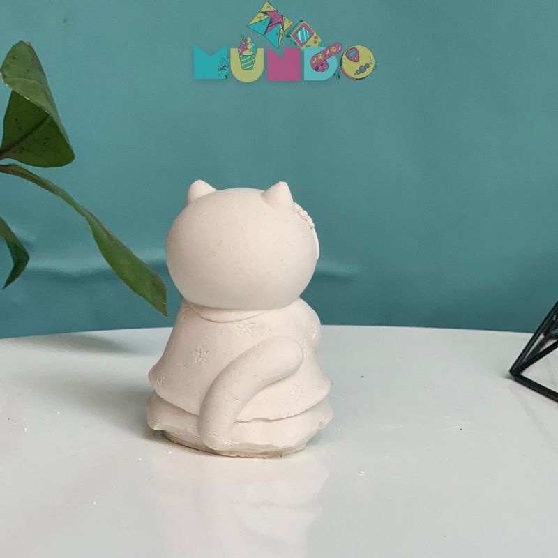 Combo 2 tượng tô màu  cao cấp chọn mẫu SIZE M MÈO TIỂU THƯ, tượng thạch cao MUNDO