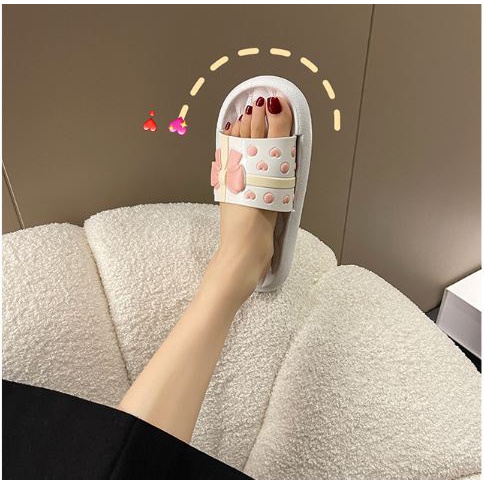 Dép Bánh Mì Xốp Đế Mền Chống Trơn Trợt Hoạ Tiết Nơ Xinh Xắn Dành Cho Bạn Nữ