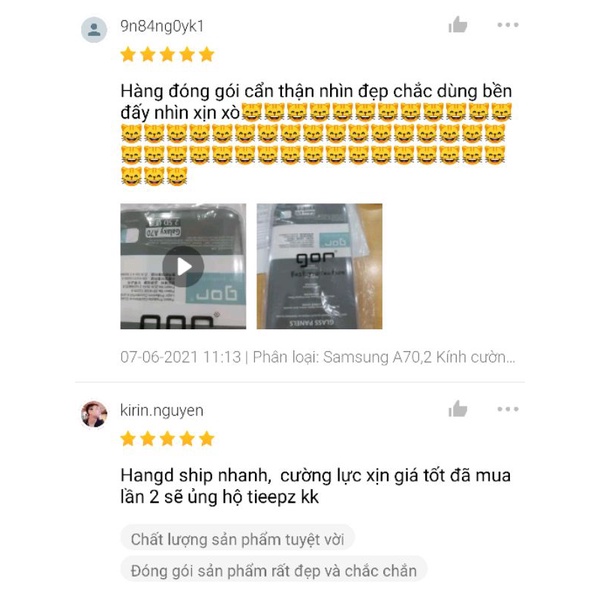 Bộ 2 Kính Cường Lực Samsung Galaxy S20 FE/S21 FE/A50/A70/A52/S10e/S10 Lite/Note 10 Lite...hãng GOR cao cấp