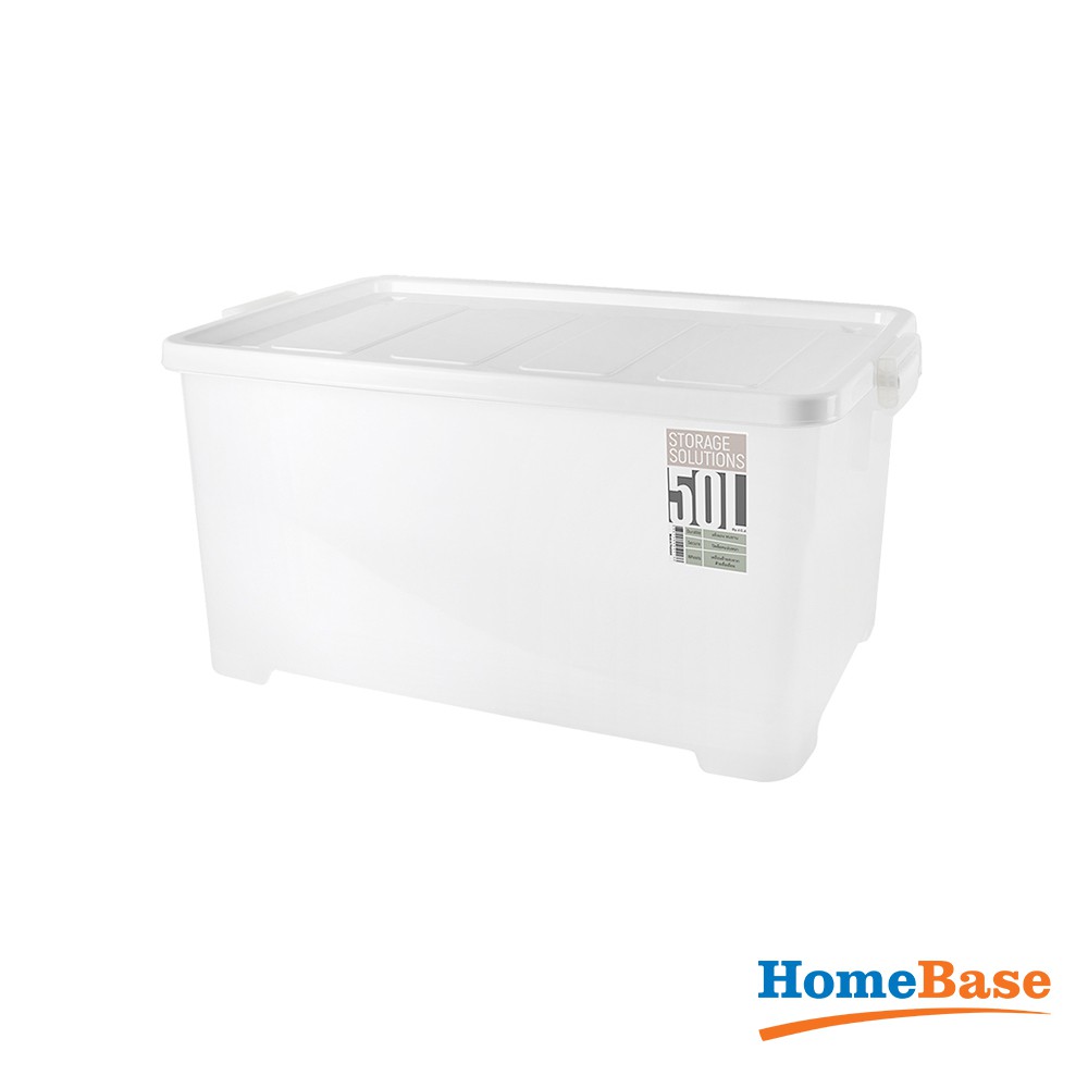 HomeBase JCJ thùng nhựa đựng đồ có nắp Thái Lan W63xD42xH30.5 Cm 50L Trắng