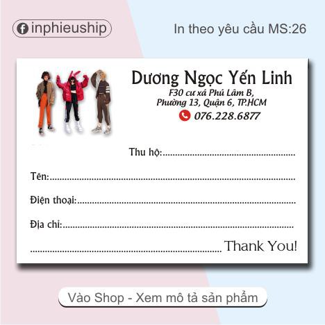 Phiếu ship, phiếu giao hàng (MS: 26 )
