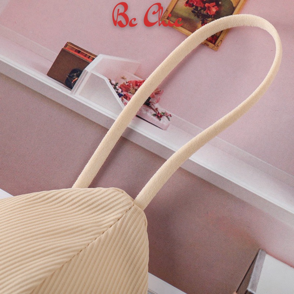 Áo Ngực Nữ , Áo Bra Thun nâng ngực phối viền chun kèm dây nhỏ điệu đà mã B8819 BC_CHIC LINGERIE