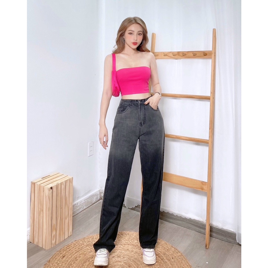 Quần Jeans Baggy Lưng Cao Ống Suông, Quần Jeans Baggy Nữ Ống Rộng, Quần Jeans Baggy Nữ Cạp Cao Ống Rộng