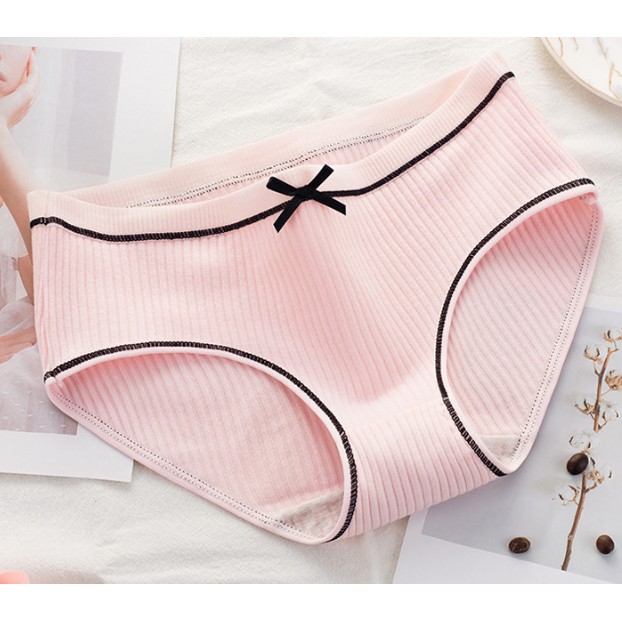 Quần lót Cotton nữ gân tăm phối nơ xinh ngẫu nhiên màu kháng khuẩn thoáng mát QL03NN | BigBuy360 - bigbuy360.vn