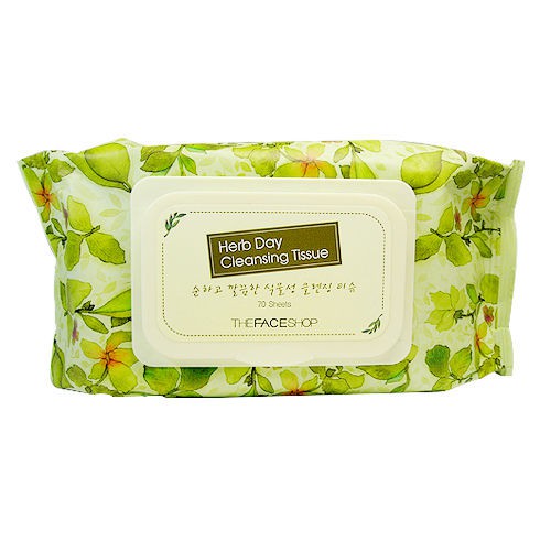 Hộp 70 khăn giấy làm sạch da mặt chiết xuất thảo mộc THE FACE SHOP
