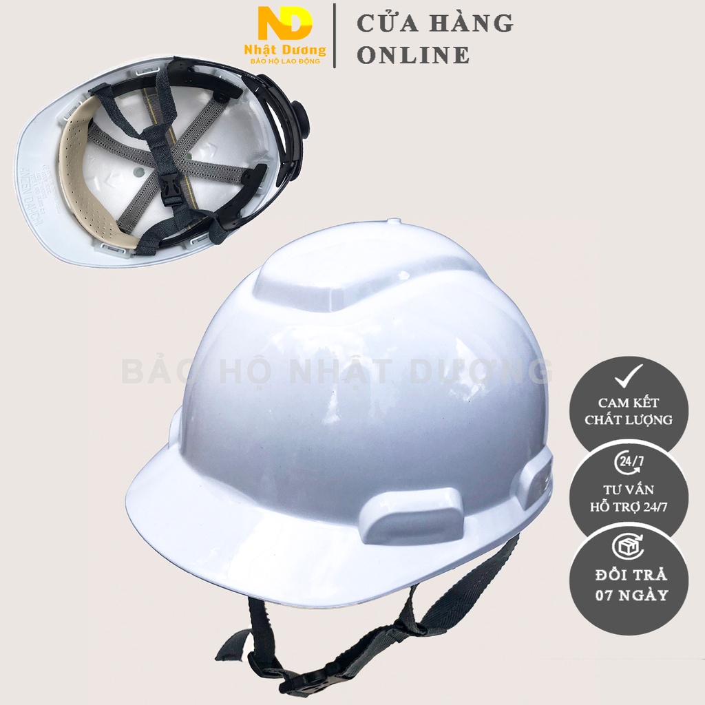 Mũ bảo hộ lao động khóa vặn màu trắng có lót xốp N08, Nón bảo hộ lao động Nhật Dương màu trắng cam vàng xanh đỏ