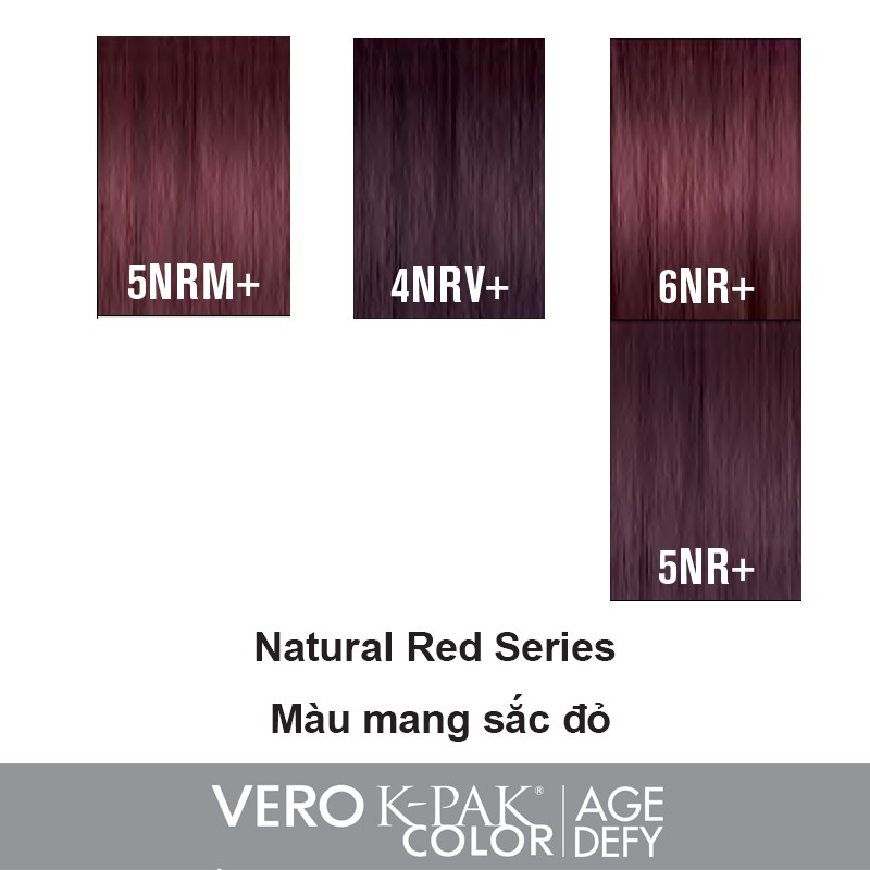 Natural Red Series NR/NRV - Màu nhuộm phủ bạc thời trang JOICO Vero K-Pak Color Age Defy (Tông màu tự nhiên ánh đỏ)