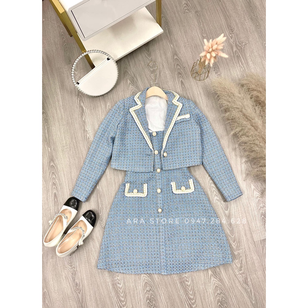 Set váy áo dạ Tweet cao cấp sang chảnh tiểu thư Ara S17 | BigBuy360 - bigbuy360.vn