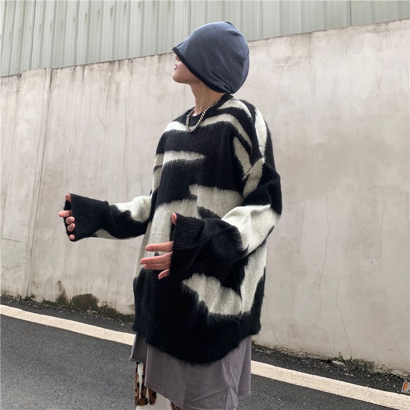 Bán Chạy!F &amp; X Áo Sweater Dáng Rộng Họa Tiết Ngựa Vằn Phong Cách Đường Phố Hong Kong Cao Cấp Dành Cho Nam