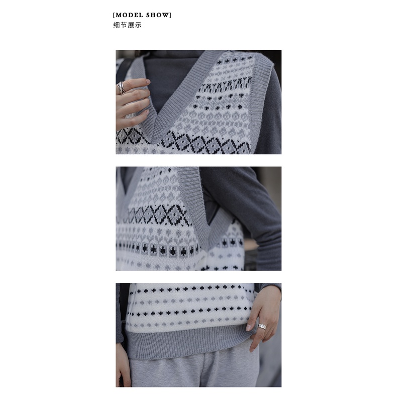 Áo vest nữ dệt kim, áo gile với thiết kế cổ chữ V cổ điển phong cách Hàn Quốc | BigBuy360 - bigbuy360.vn