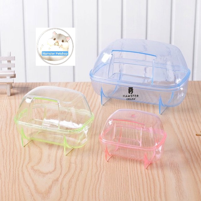 Nhà tắm mika trong suốt cho hamster winter white, robo, campell, bear( kèm thìa xúc)