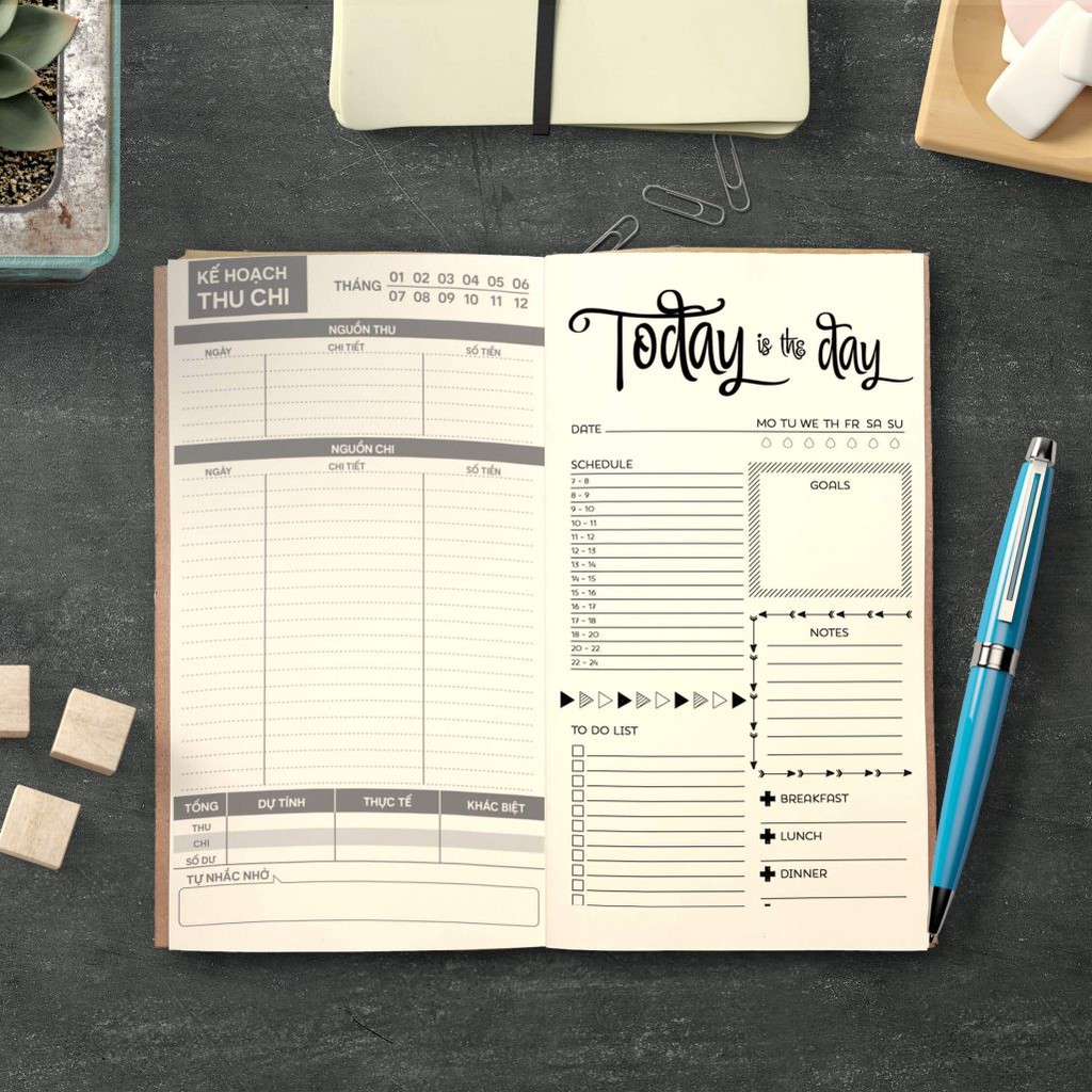 [HANDMADE - CÓ QUÀ] SỔ TAY PLANNER MIX GỒM THU CHI - DAILY PLANNER - NHẬT KÝ &quot;KIẾM TIỀN - GIỮ TIỀN&quot;