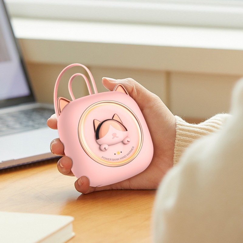 Túi sưởi ấm bàn tay FNELSE loại nhỏ cổng sạc usb tiện dụng hình mèo dễ thương
