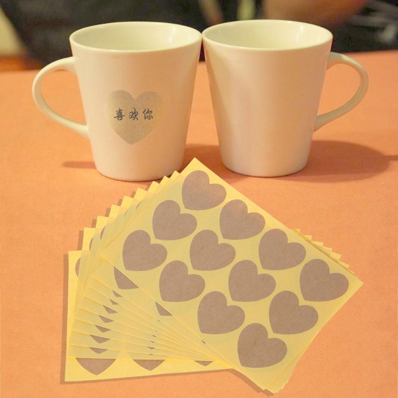 Set 120 Miếng Dán Hình Trái Tim Trơn Dùng Để Niêm Phong Túi Quà