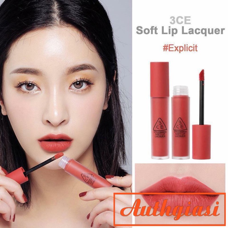 [Siêu Hot] Son kem 3CE Soft Lip Lacquer #Explicit (Hồng San Hô)