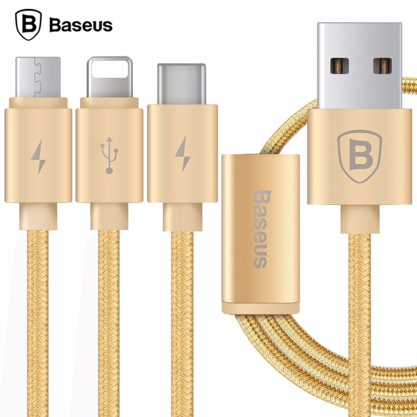 Dây Cáp Sạc 3 in 1 USB Type C và Micro USB và Lightning Base
