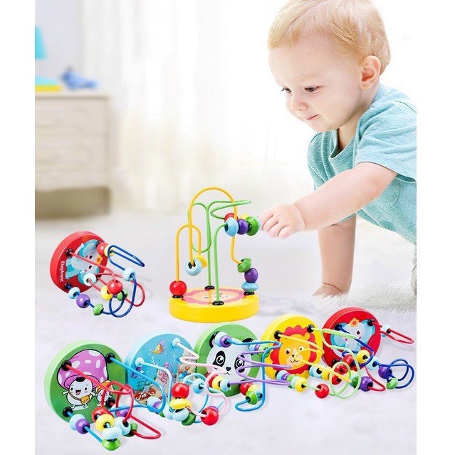 Đồ luồn hạt bằng gỗ mini cho bé với màu sắc tươi tắn, rèn luyện vận động tinh cho bé