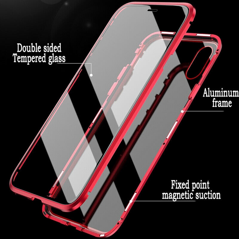 Ốp lưng dạng kính cường lực 2 mặt viền kim loại nam châm cho iPhone XS Max Iphone XR 6 6S 7 8 Plus iPhone 12 Pro Max | BigBuy360 - bigbuy360.vn