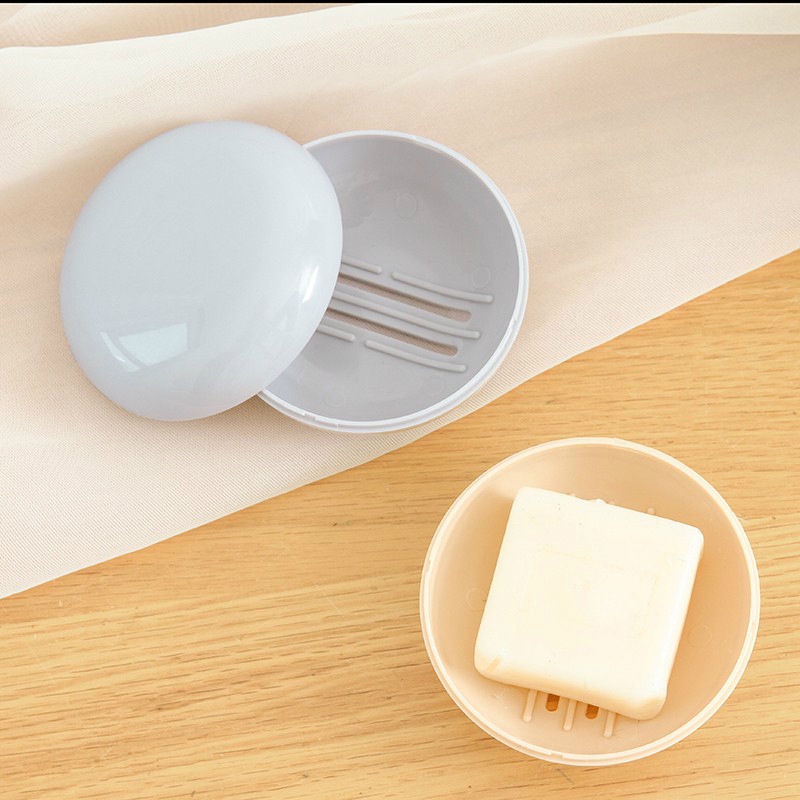 Hộp đựng xà phòng hình tròn có nắp đậy tiện dụng