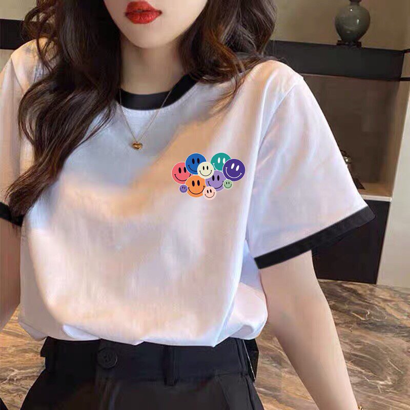 Áo thun nữ form rộng tay lỡ cổ tròn viền vải 100% cotton mát co giãn phông ALALA dáng basic unisex mẫu mới 2022